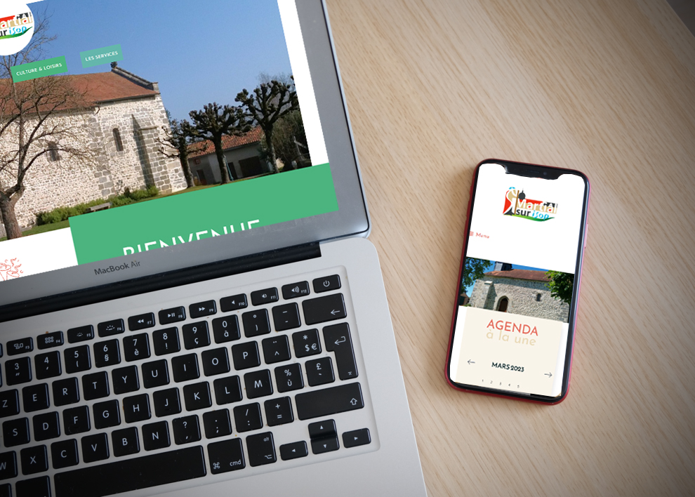 mockup photo avec un ordinateur et un smartphone avec le site de Saint-Martial-sur-Isop